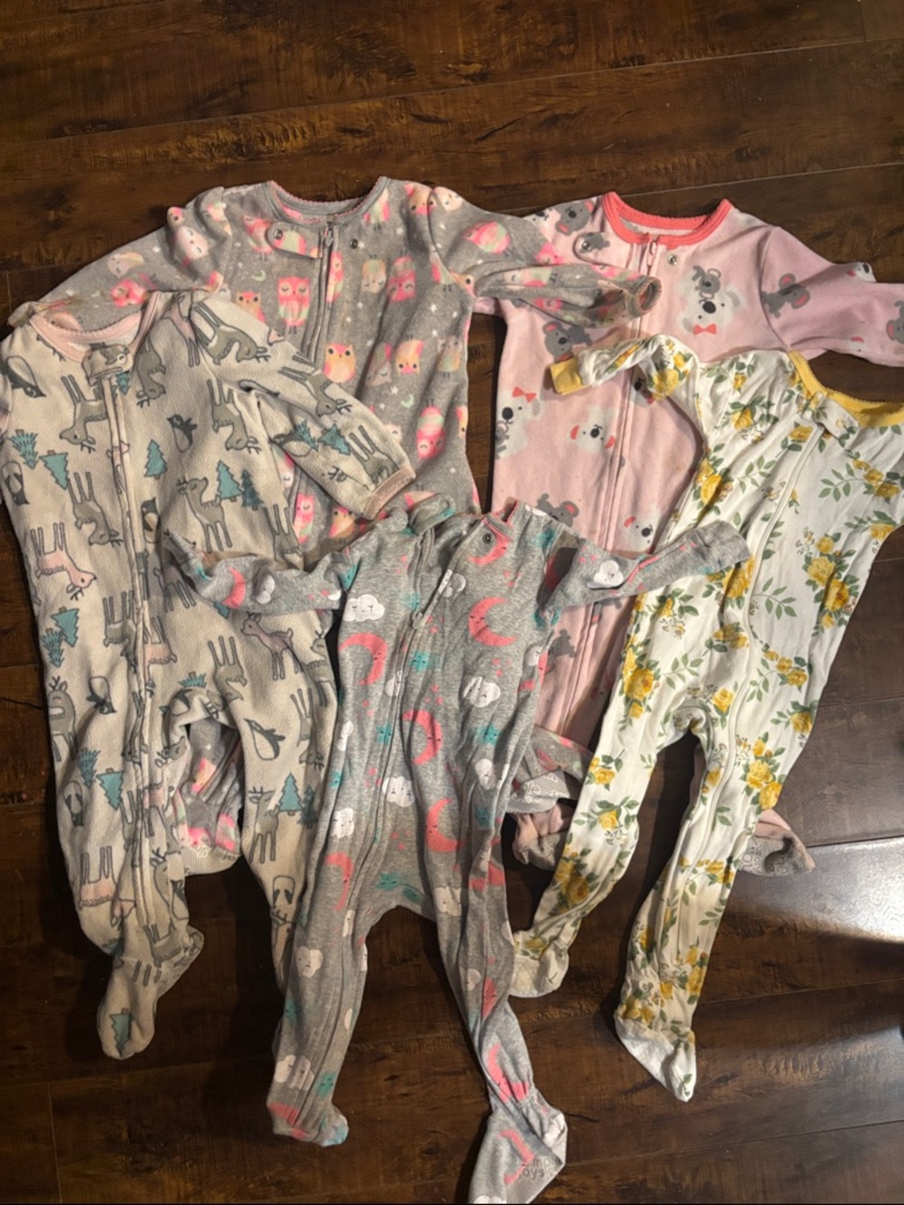 Pair of Five girl onesie pajamas